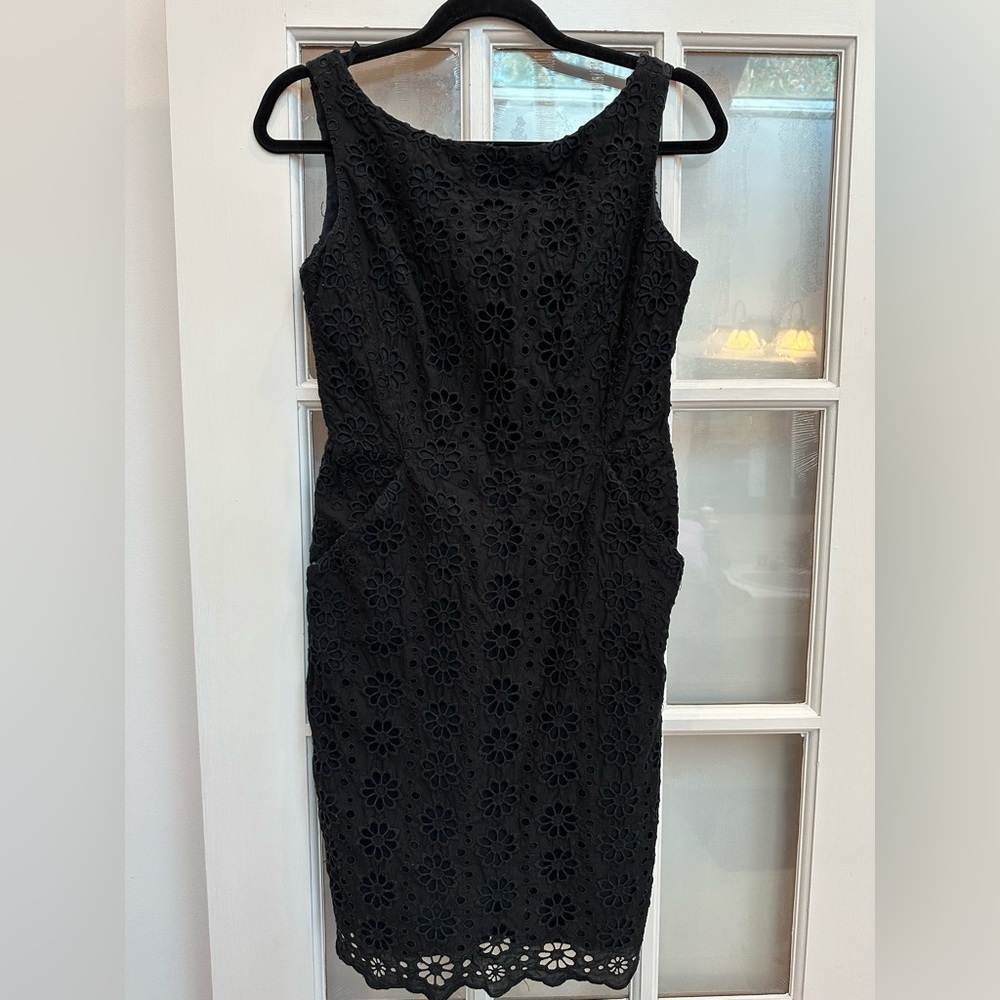 Vintage An Original Milly of New York Black  Floral Lace Crochet Dress Size 6